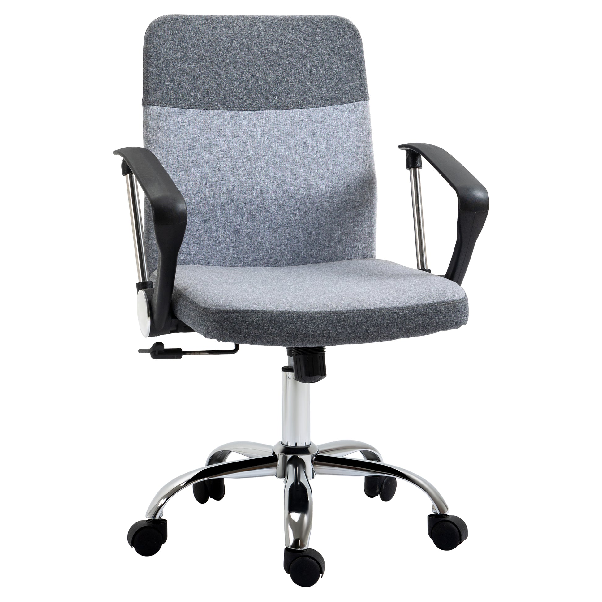 Photo of Vinsetto Office Chair Linen Fabric Swivel Computer Desk Chair Home Study Adjustable Chair with Wheels, Grey in Grey colour on a white background
