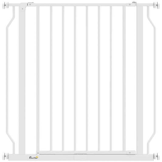 Photo of PawHut Extra Wide Dog Gate, with Door Pressure, for Doorways, Hallways, Staircases - White in White colour on a white background