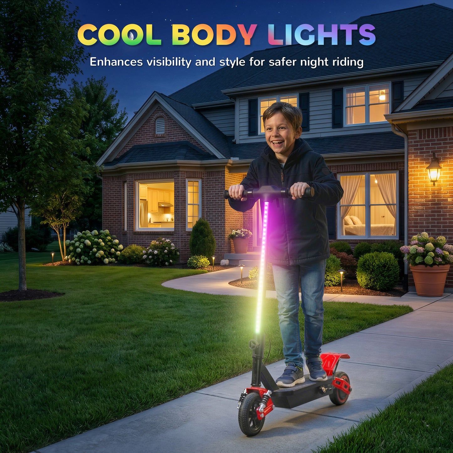 AIYAPLAY Foldable Kids Electric Scooter with LCD Display, Dual Shock Absorption, Up to 15 KM/H, Max Range 6 KM for Age 6-14, Red