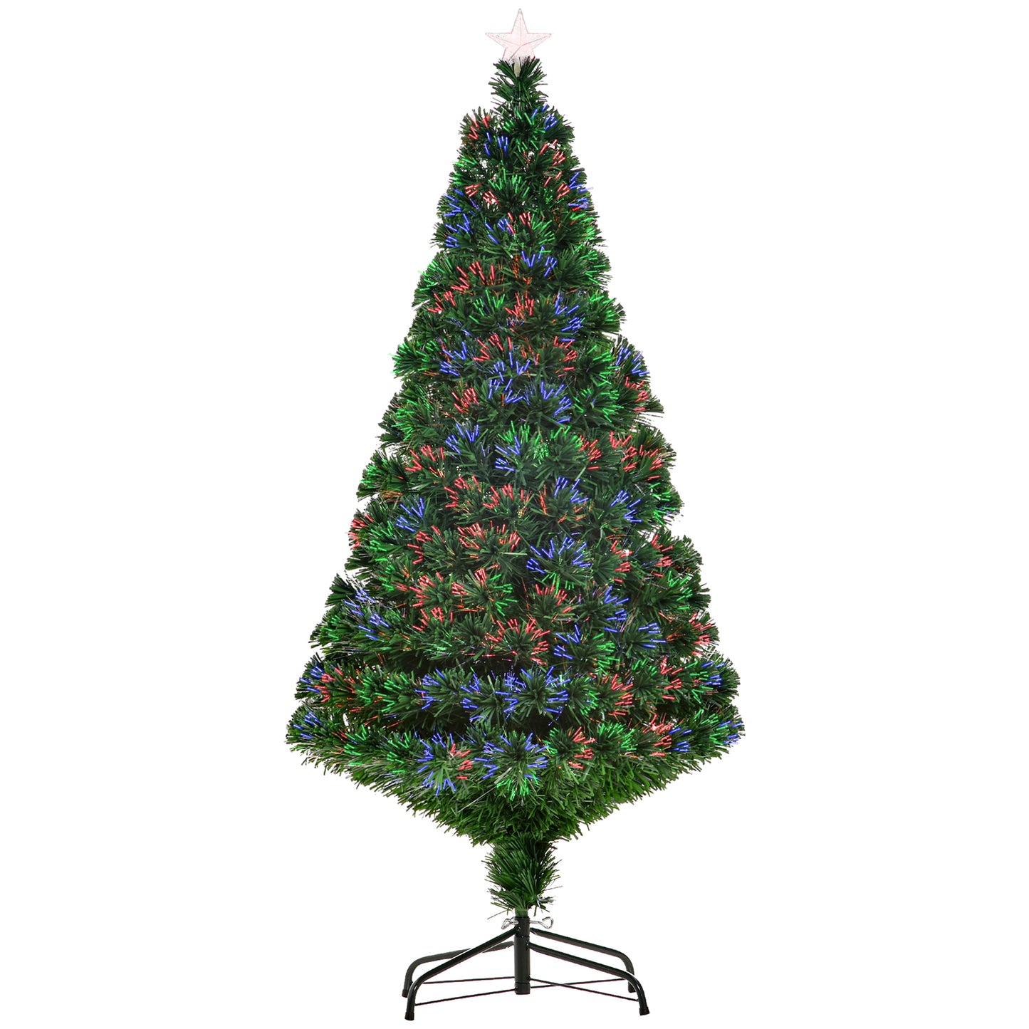 Photo of HOMCOM 5FT Pre-Lit Fibre Optic Artificial Christmas Tree Holiday Xmas Décor with Tree Topper Multi-Colour in Multi-Colour colour on a white background