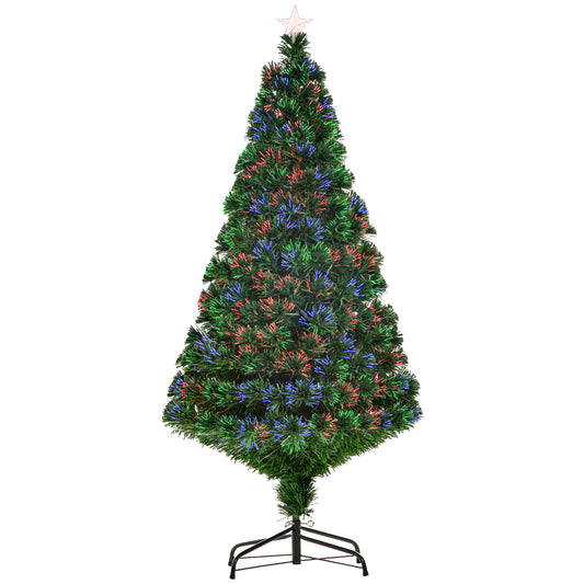 Photo of HOMCOM 5FT Pre-Lit Fibre Optic Artificial Christmas Tree Holiday Xmas Décor with Tree Topper Multi-Colour in Multi-Colour colour on a white background