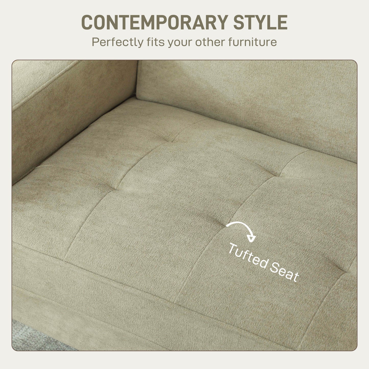 HOMCOM Two-Seater Velvet-Feel Sofa - Beige