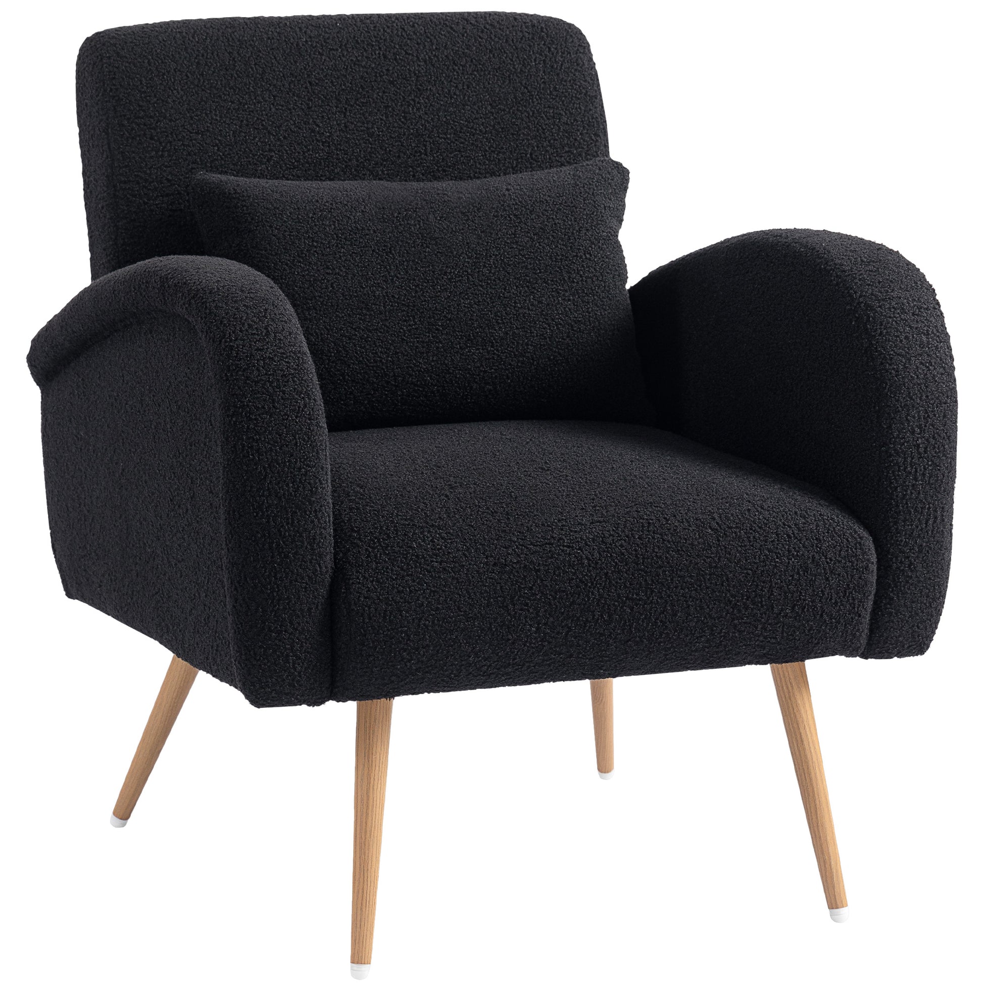 Photo of HOMCOM Teddy Fleece Accent Chair - Black in Black colour on a white background