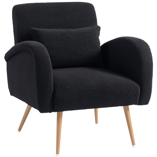 Photo of HOMCOM Teddy Fleece Accent Chair - Black in Black colour on a white background