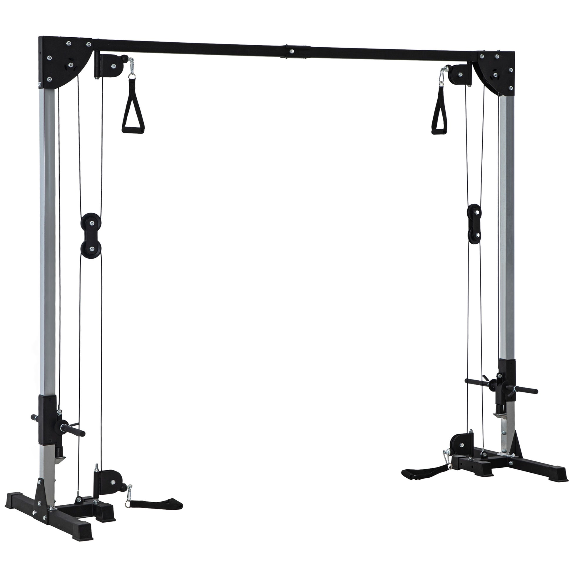 Photo of SPORTNOW Multi Home Gyms with Cable Pulley System, Cable Crossover Machine with 4 Handles for Full Body Strength Training, Power Rack for Home Workout, Black in Black colour on a white background