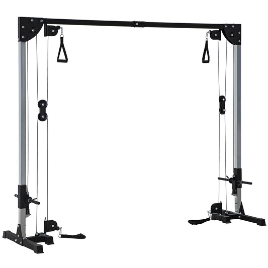 Photo of SPORTNOW Multi Home Gyms with Cable Pulley System, Cable Crossover Machine with 4 Handles for Full Body Strength Training, Power Rack for Home Workout, Black in Black colour on a white background