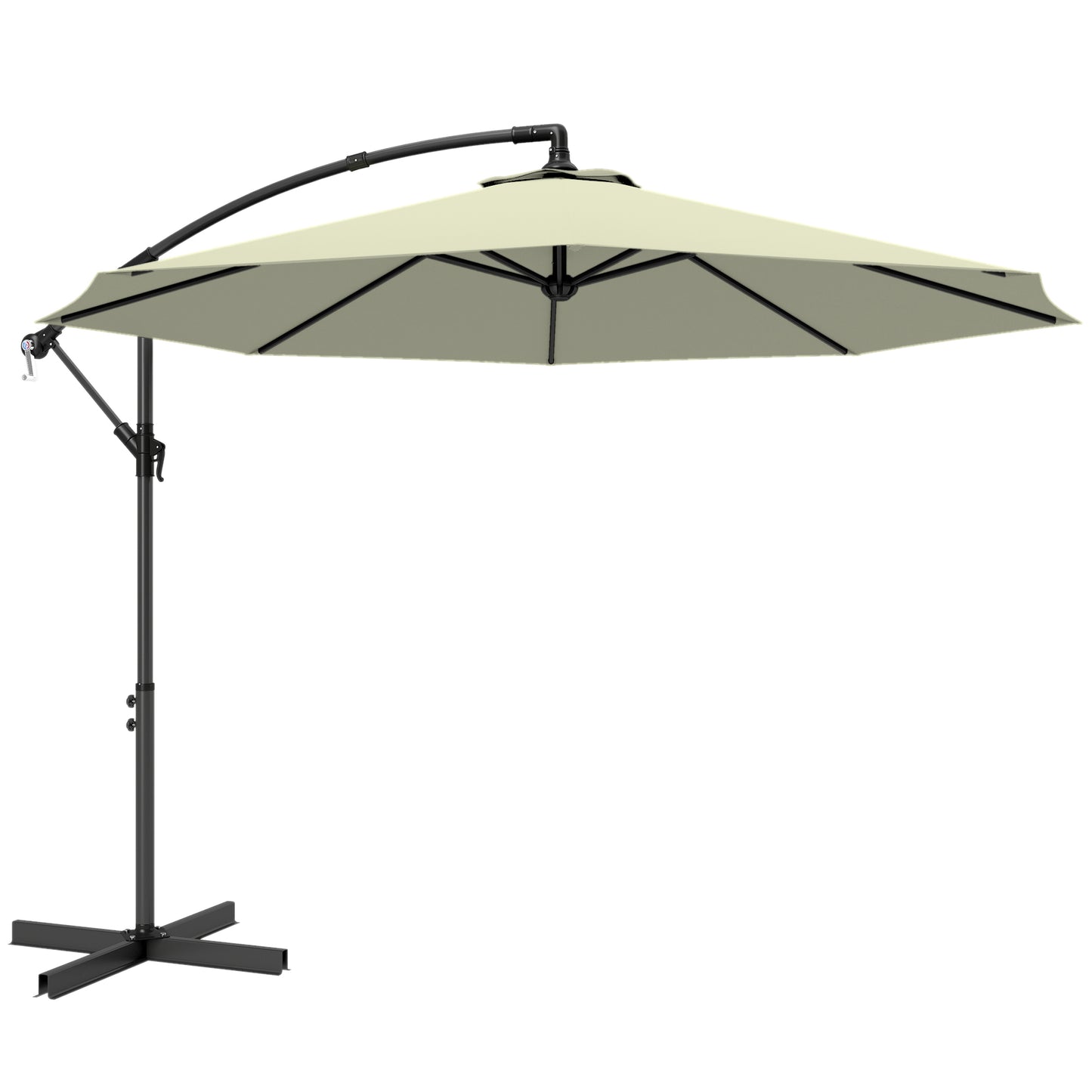 Photo of Outsunny 3m Overhanging Cantilever Parasol, with Cross Base - Beige in Beige colour on a white background