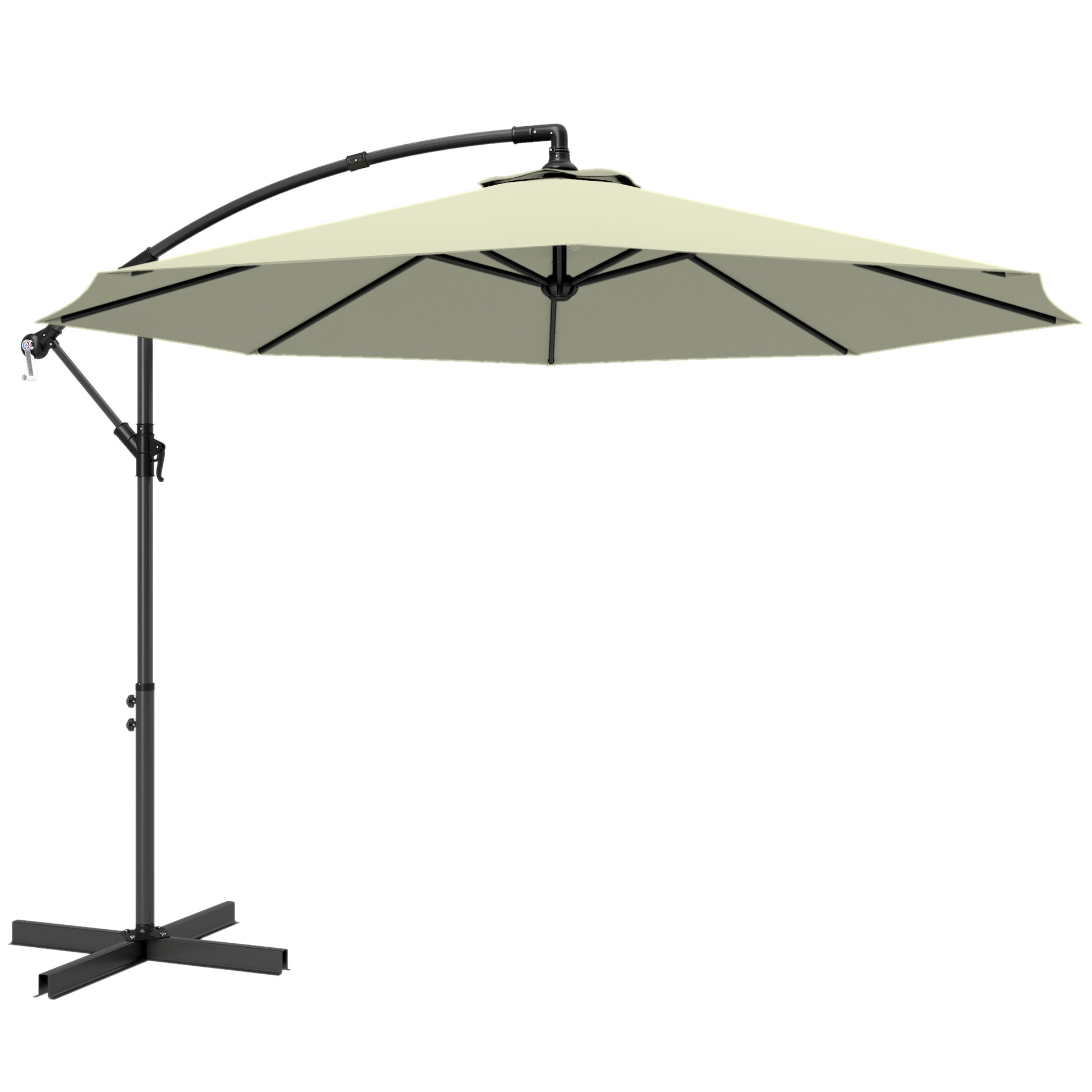 Photo of Outsunny 3m Overhanging Cantilever Parasol, with Cross Base - Beige in Beige colour on a white background