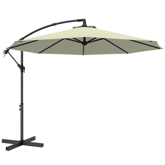 Photo of Outsunny 3m Overhanging Cantilever Parasol, with Cross Base - Beige in Beige colour on a white background