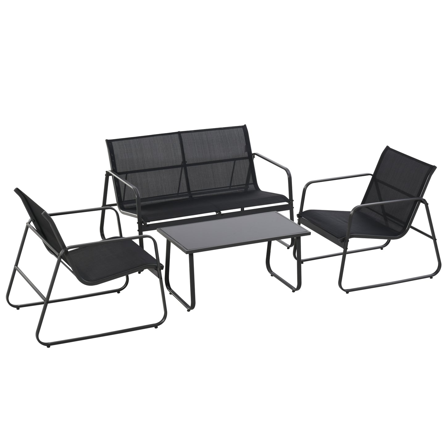 Photo of Outsunny Four-Piece Minimalistic Garden Sofa Set - Black in Black colour on a white background
