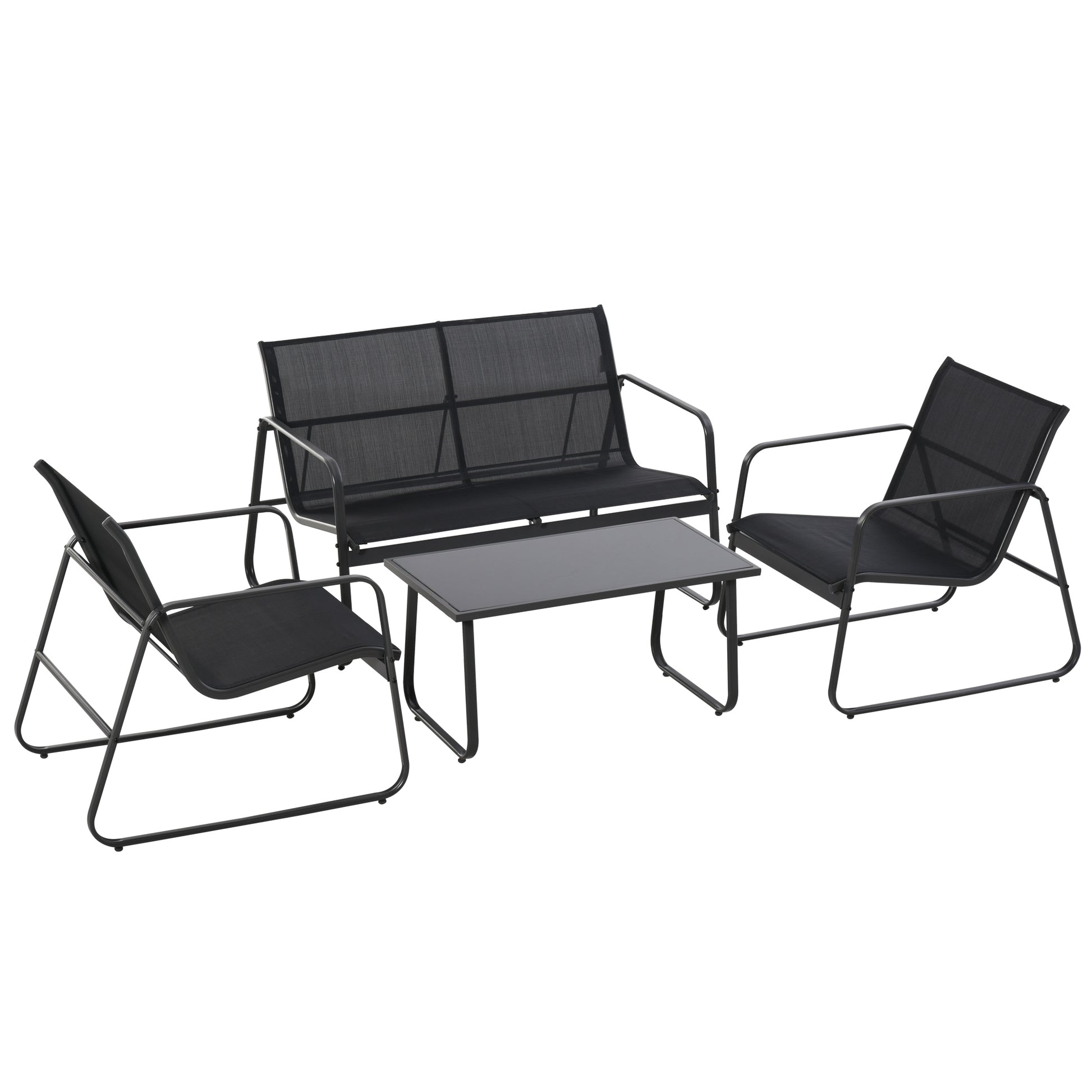 Photo of Outsunny Four-Piece Minimalistic Garden Sofa Set - Black in Black colour on a white background
