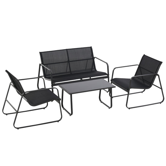 Photo of Outsunny Four-Piece Minimalistic Garden Sofa Set - Black in Black colour on a white background
