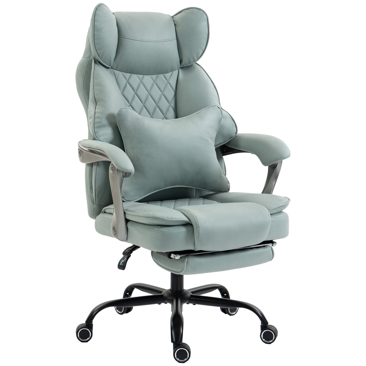 Photo of HOMCOM Executive Office Chair, Leathaire Big and Tall Office Chair 180 kg with Wide Seat, Reclining, Lumbar Support, Blue in Blue colour on a white background
