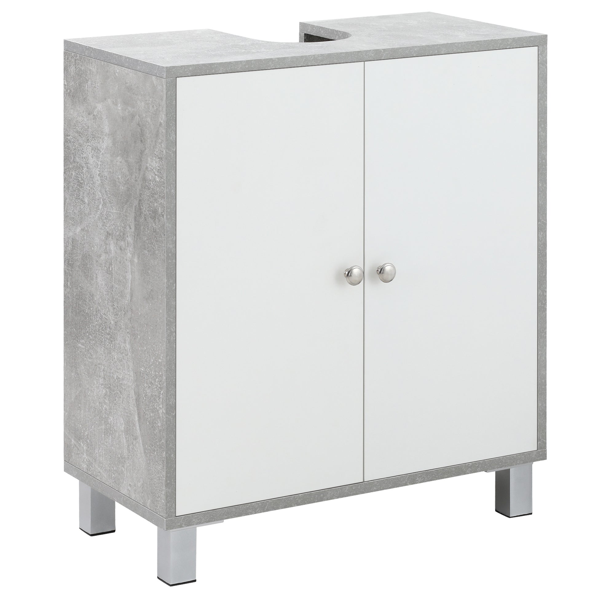 Photo of kleankin Under Sink Cabinet, Bathroom Vanity Unit, Storage Cupboard with Adjustable Shelves, White and Grey in Grey colour on a white background