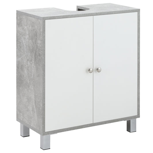 Photo of kleankin Under Sink Cabinet, Bathroom Vanity Unit, Storage Cupboard with Adjustable Shelves, White and Grey in Grey colour on a white background