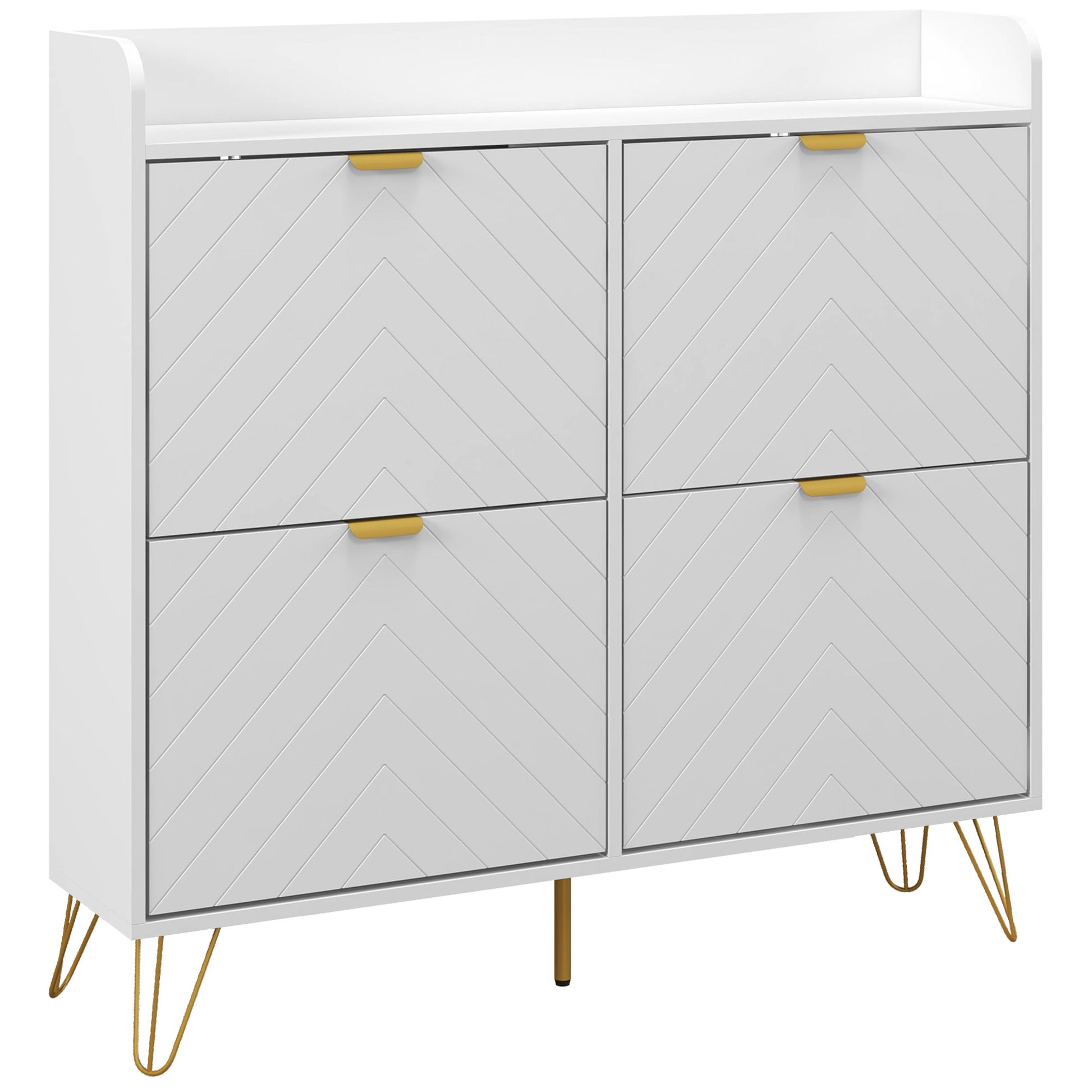 Photo of HOMCOM Narrow Shoe Storage Cabinet, Slim Shoe Cupboard with 4 Flip Drawers, Adjustable Shelf, Shoe Rack for 16 Pairs of Shoes in Shoes colour on a white background