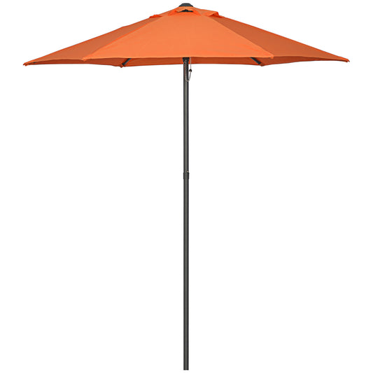Photo of Outsunny 2m Garden Parasol Umbrella, Outdoor Sun Shade with 6 Sturdy Ribs for Balcony, Bench, Garden, Orange in Orange colour on a white background