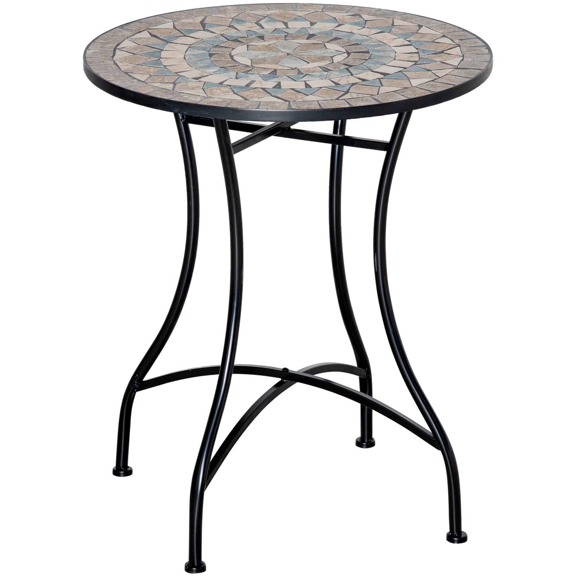 Photo of Outsunny Φ60cm Mosaic Outdoor Patio Table - Green in Green colour on a white background