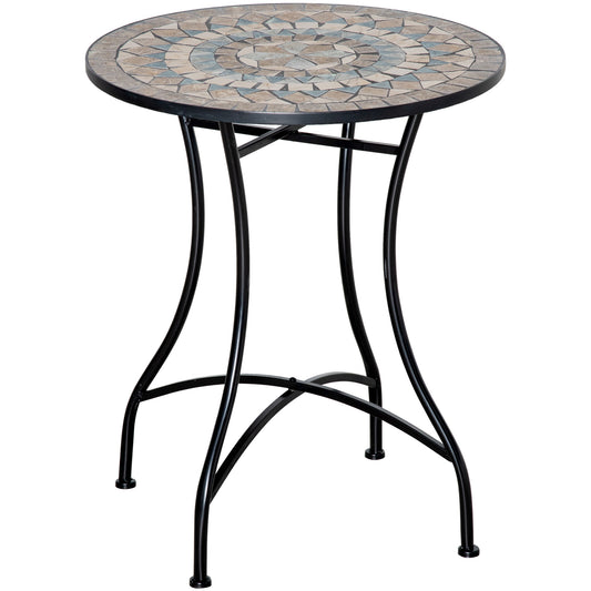 Photo of Outsunny Φ60cm Mosaic Outdoor Patio Table - Green in Green colour on a white background
