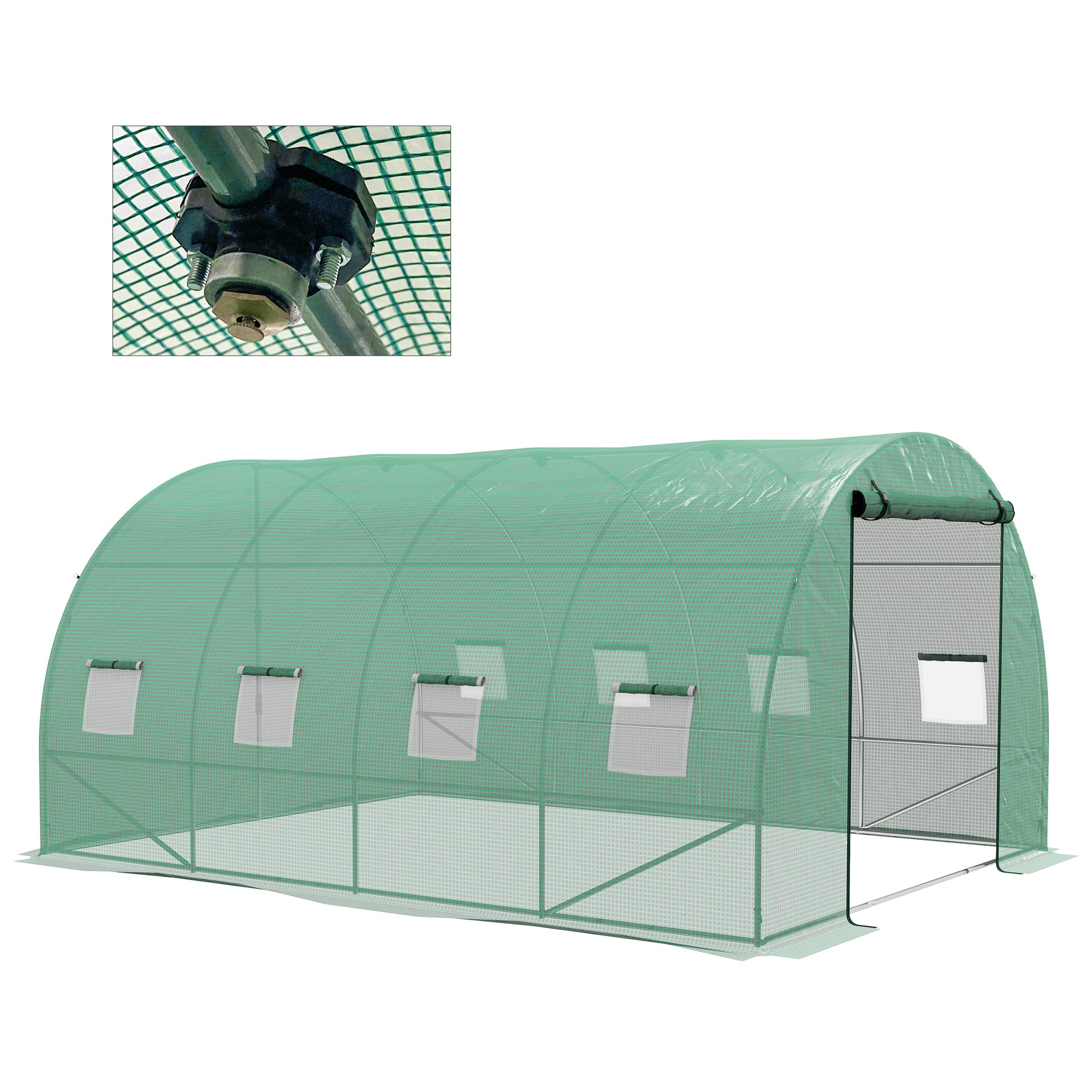 Photo of Outsunny Sprinkler System Polytunnel Greenhouse, 4 x 3(m), Green in Green colour on a white background
