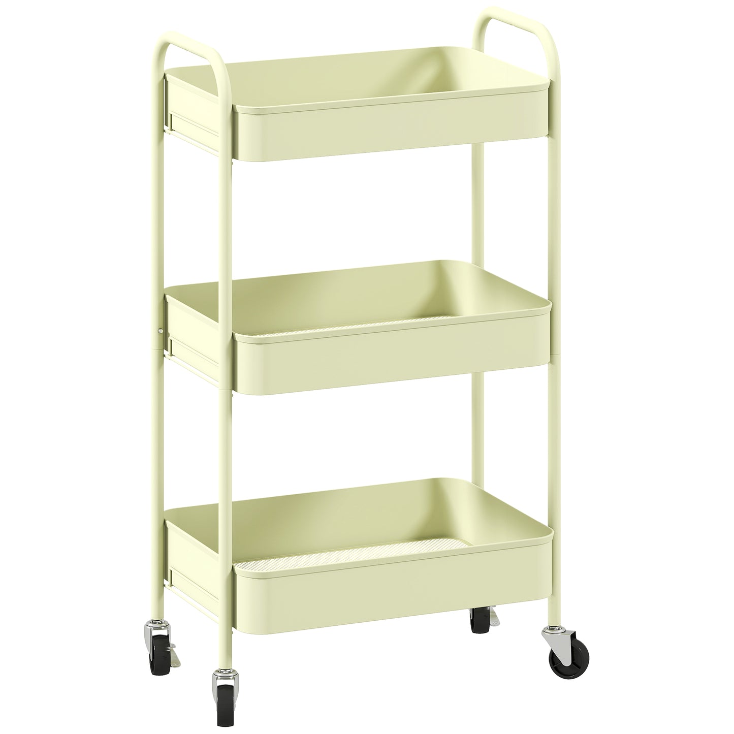 Photo of HOMCOM Three-Tier Steel Storage Trolley - Green in Green colour on a white background