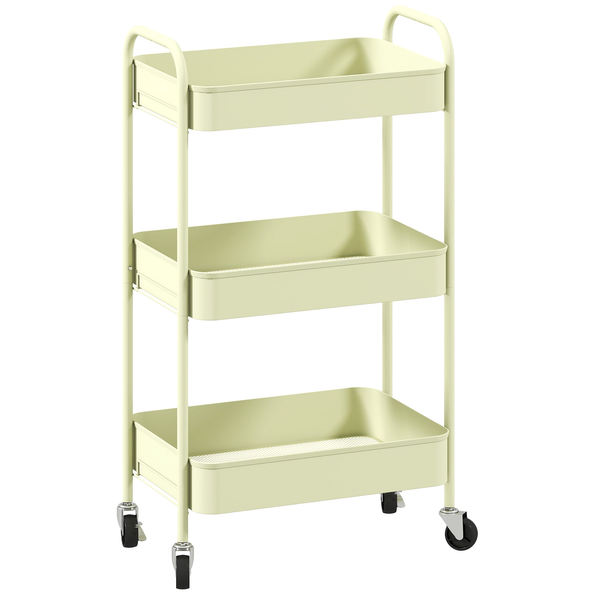 Photo of HOMCOM Three-Tier Steel Storage Trolley - Green in Green colour on a white background