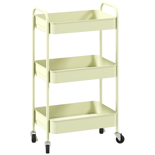 Photo of HOMCOM Three-Tier Steel Storage Trolley - Green in Green colour on a white background