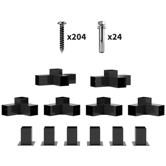 Photo of Outsunny 12PCS Pergola Kit, Pergola Brackets with 3-Way & 4-Way Corner Brackets for 9.6 x 9.6 cm (Actual 9.2 x 9.2 cm) Lumber in Lumber colour on a white background