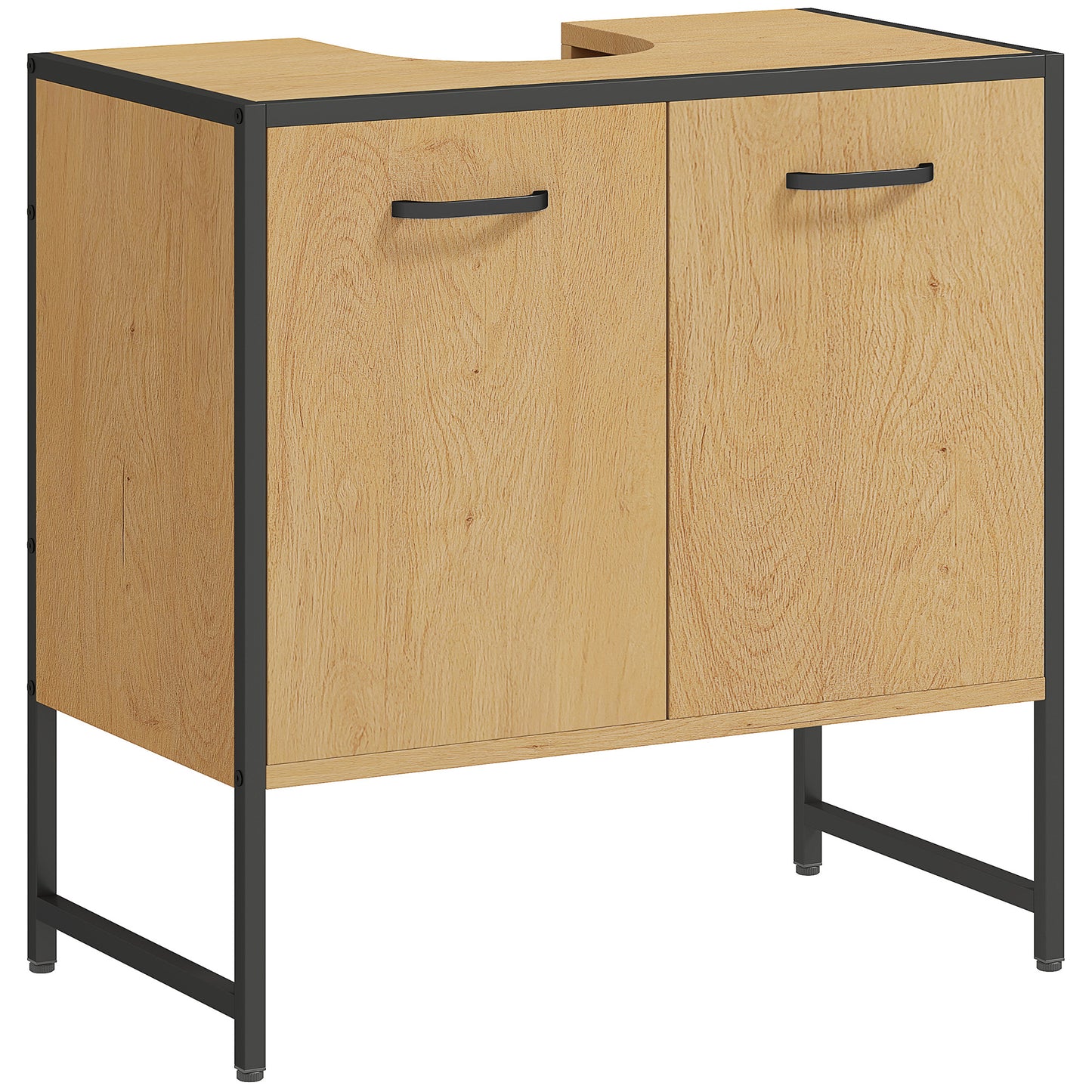 Photo of HOMCOM Bathroom Vanity Unit, Under Sink Storage Cabinet with Soft-Close Doors for Basin without or with Pedestal, Natural in Natural colour on a white background