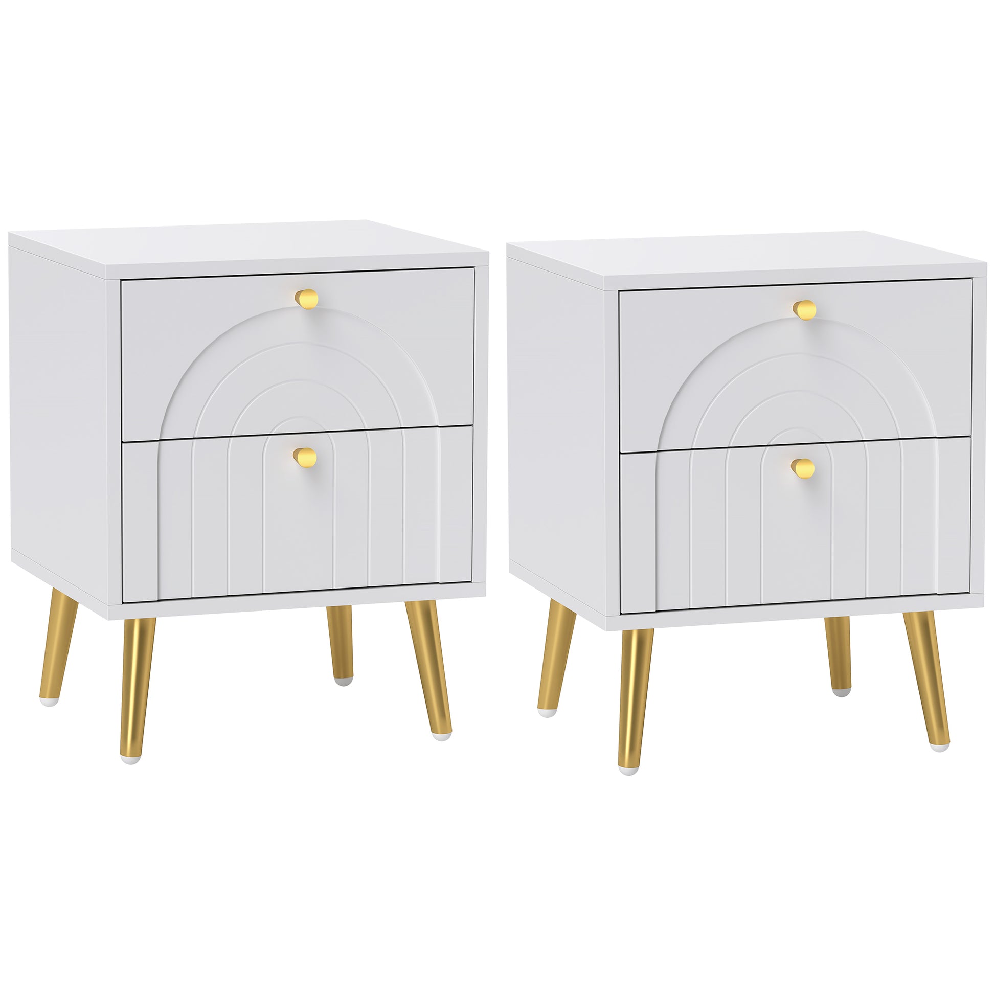 Photo of HOMCOM 2-Drawer Bedside Table Set of 2 - White in White colour on a white background