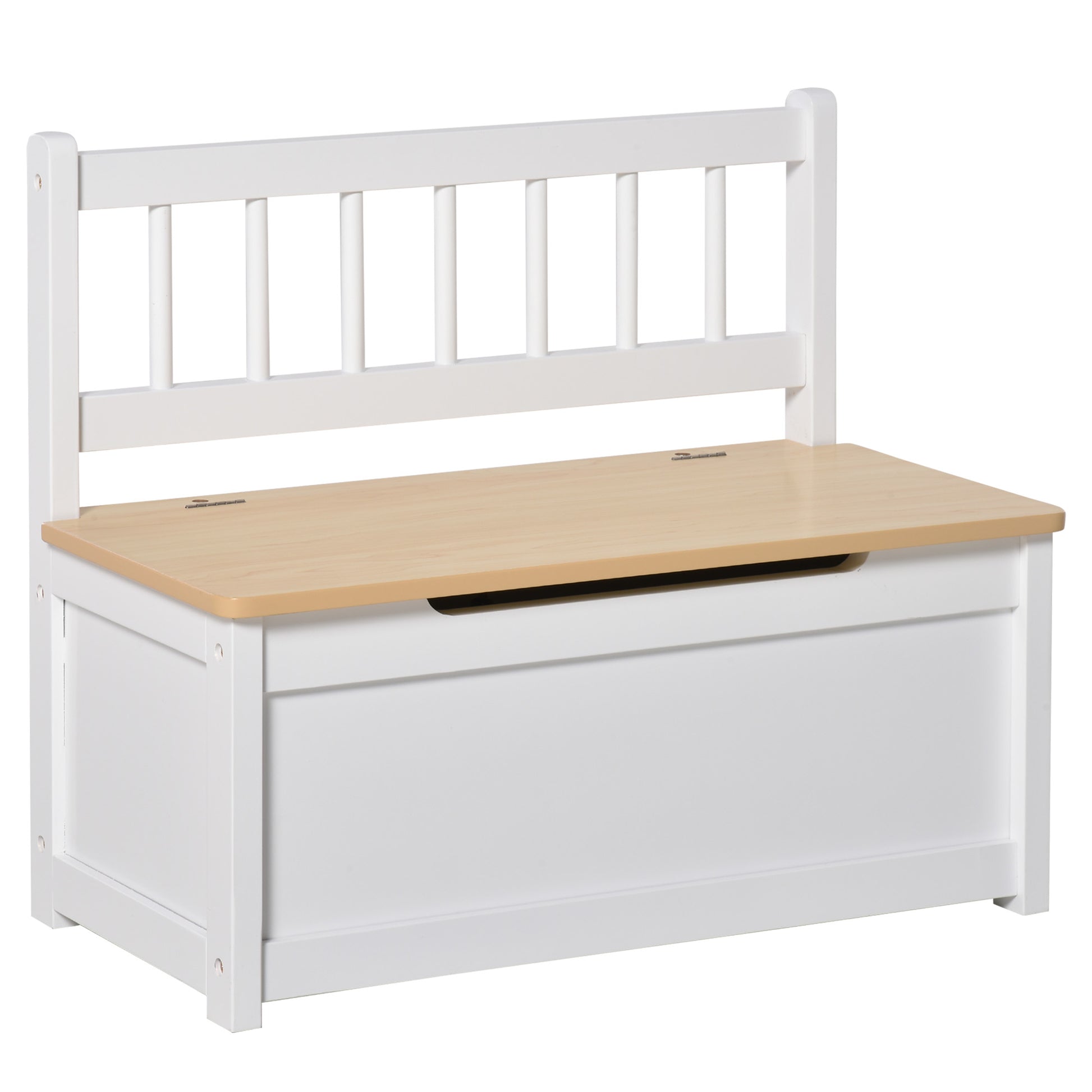 Photo of HOMCOM 2 In 1 Wooden Toy Box, Seat Storage Bench, Storage Chest Cabinet Organiser, with Safety Pneumatic Rod in Rod colour on a white background
