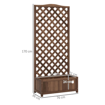Outsunny wooden planter with trellis, measuring 76 by 36 by 170 cm