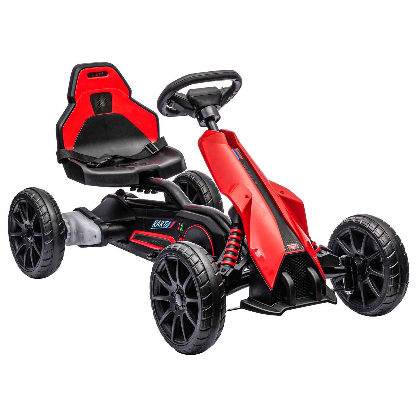 Photo of HOMCOM 12V Electric Go-Kart for Kids, Ride-On Racing Go-Kart, with Forward and Reversing Functions, for Ages 3-8 Years - Red in Red colour on a white background