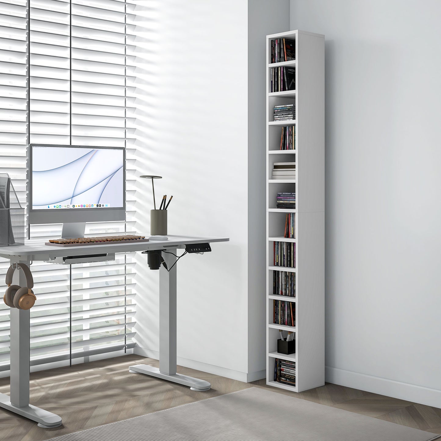 HOMCOM 204 CD Tall Narrow Media Storage Tower - White