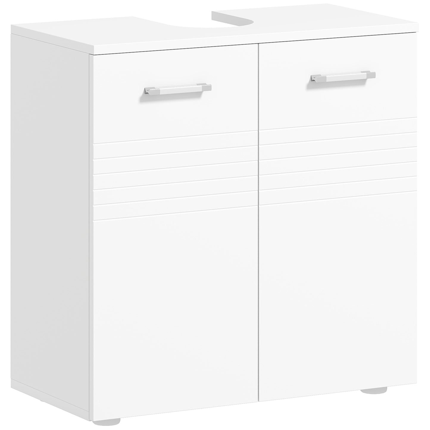 Photo of kleankin Under Sink Cabinet, Bathroom Vanity Unit, Pedestal Under Sink Design, Storage Cupboard with Adjustable Shelf, High Gloss, White in White colour on a white background
