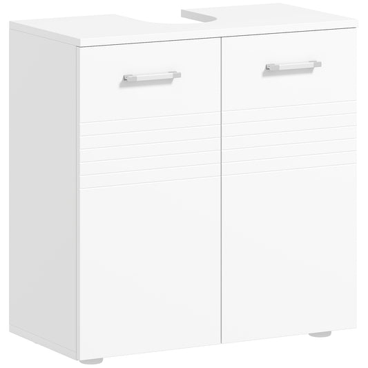 Photo of kleankin Under Sink Cabinet, Bathroom Vanity Unit, Pedestal Under Sink Design, Storage Cupboard with Adjustable Shelf, High Gloss, White in White colour on a white background