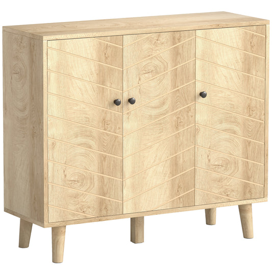 Photo of HOMCOM Vintage Sideboard with Chevron Doors and Pine Wood Legs for Living Room, Kitchen in Kitchen colour on a white background