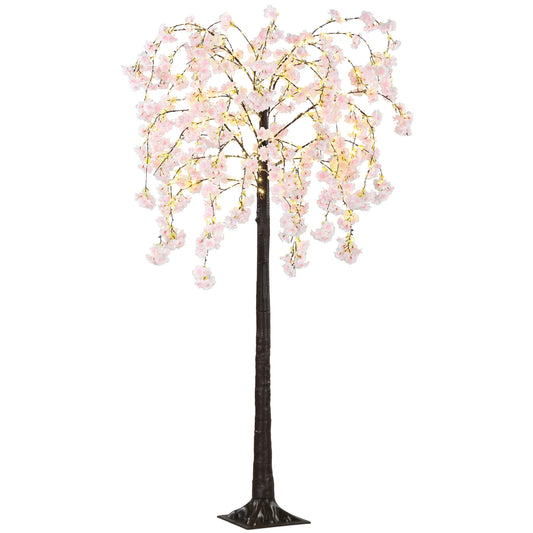 Photo of HOMCOM 450 LED Light Decorative Artificial Blossom Tree - Pink in Pink colour on a white background