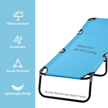 Light blue sun lounger with PVC-coated Oxford fabric and reinforced steel frame.