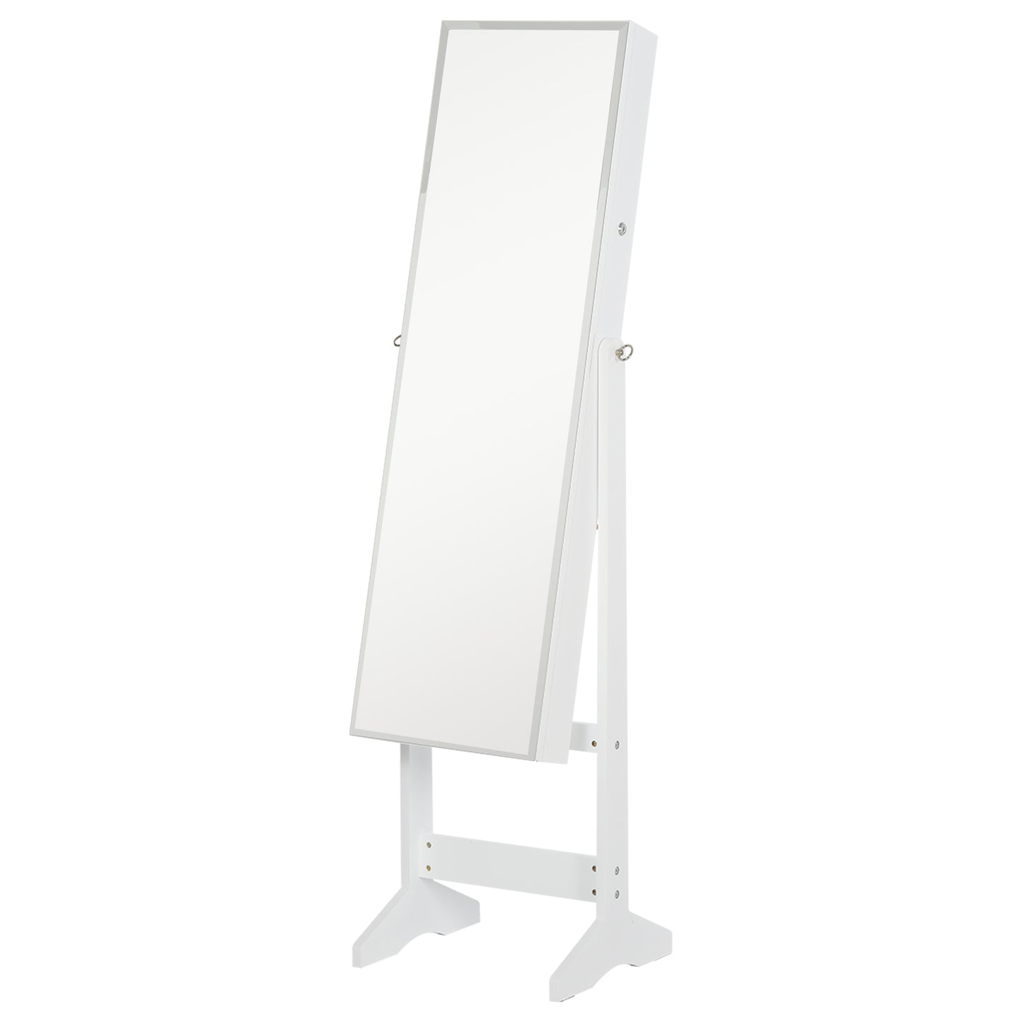 Photo of HOMCOM Jewelry Cabinet Standing Mirror Full Length Makeup Lockable Armoire Storage Organizer White in White colour on a white background