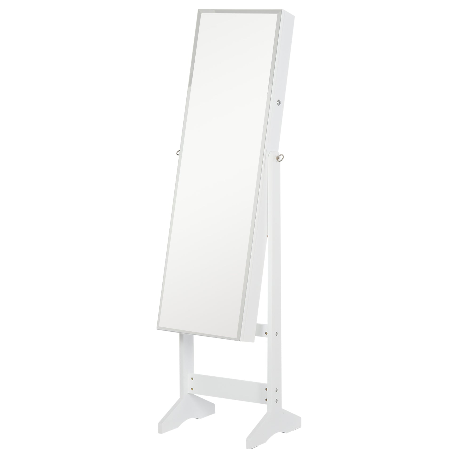 Photo of HOMCOM Jewelry Cabinet Standing Mirror Full Length Makeup Lockable Armoire Storage Organizer White in White colour on a white background