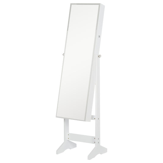 Photo of HOMCOM Jewelry Cabinet Standing Mirror Full Length Makeup Lockable Armoire Storage Organizer White in White colour on a white background