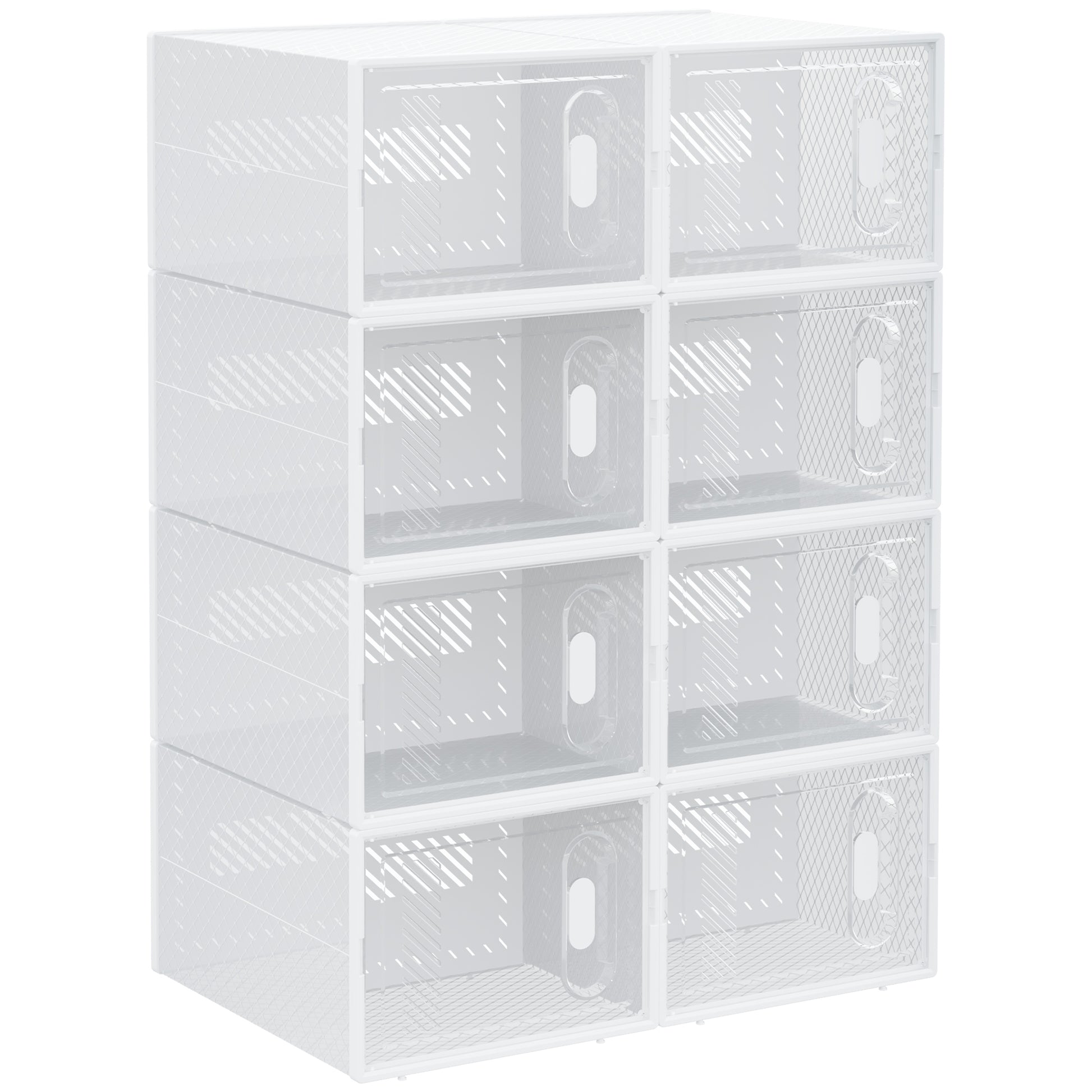 Photo of HOMCOM 8PCS Clear Shoe Box, Plastic Stackable Shoe Storage Box for UK/EU Size up to 8.5/43 with Magnetic Door for Women/Men, 25 x 35 x 19cm in 19cm colour on a white background