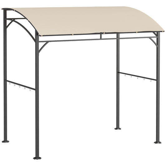 Photo of Outsunny 2.2 x 1.5 m BBQ Grill Gazebo Tent, Garden Grill with Metal Frame, Curved Canopy and 10 Hooks, Outdoor Sun Shade, Beige in Beige colour on a white background
