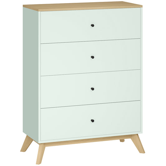 Photo of HOMCOM 4 Drawer Storage Cabinet, Chest of Drawers for Bedroom Living Room, Light Green and Oak in Oak colour on a white background