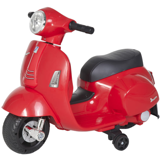 Photo of HOMCOM Vespa Licensed 6V Kids Electric Motorbike Ride On Motorcycle  Battery Powered for 18-36 Months with Horn Light Red in Red colour on a white background