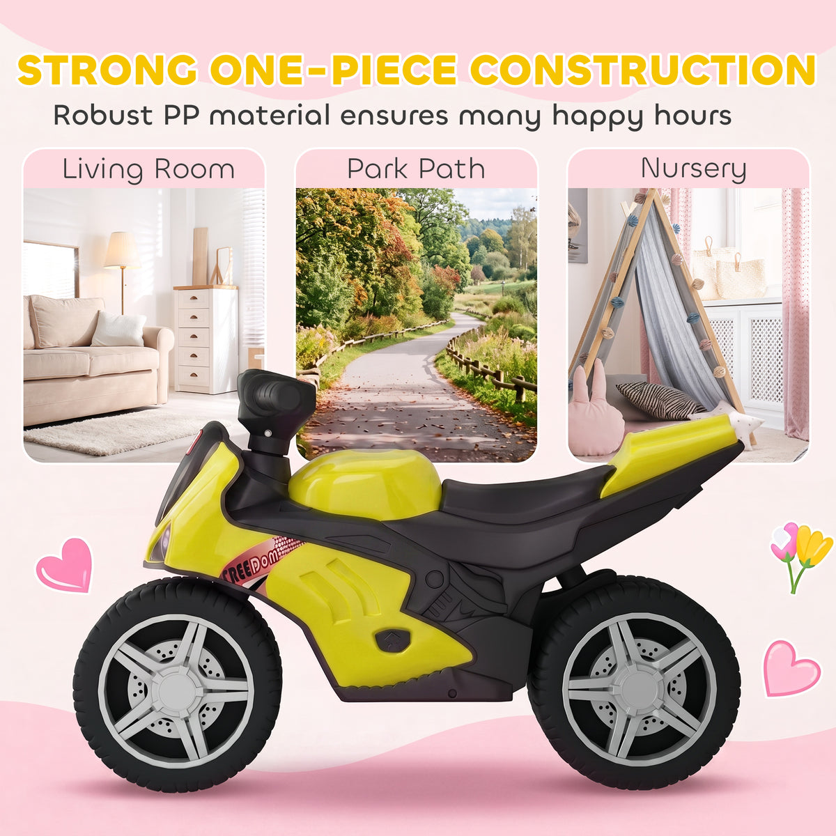 AIYAPLAY Balance Bike with Music Extra-Wide Wheels Toddler Bike for Boys Girls Green