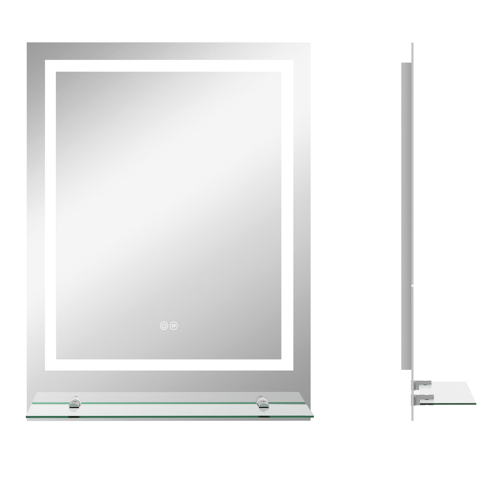 Photo of kleankin LED Bathroom Mirror with Lights and Shelf, Illuminated Makeup Mirror, Vanity Mirror with 3 Colour, Smart Touch, Anti-Fog in Anti-Fog colour on a white background