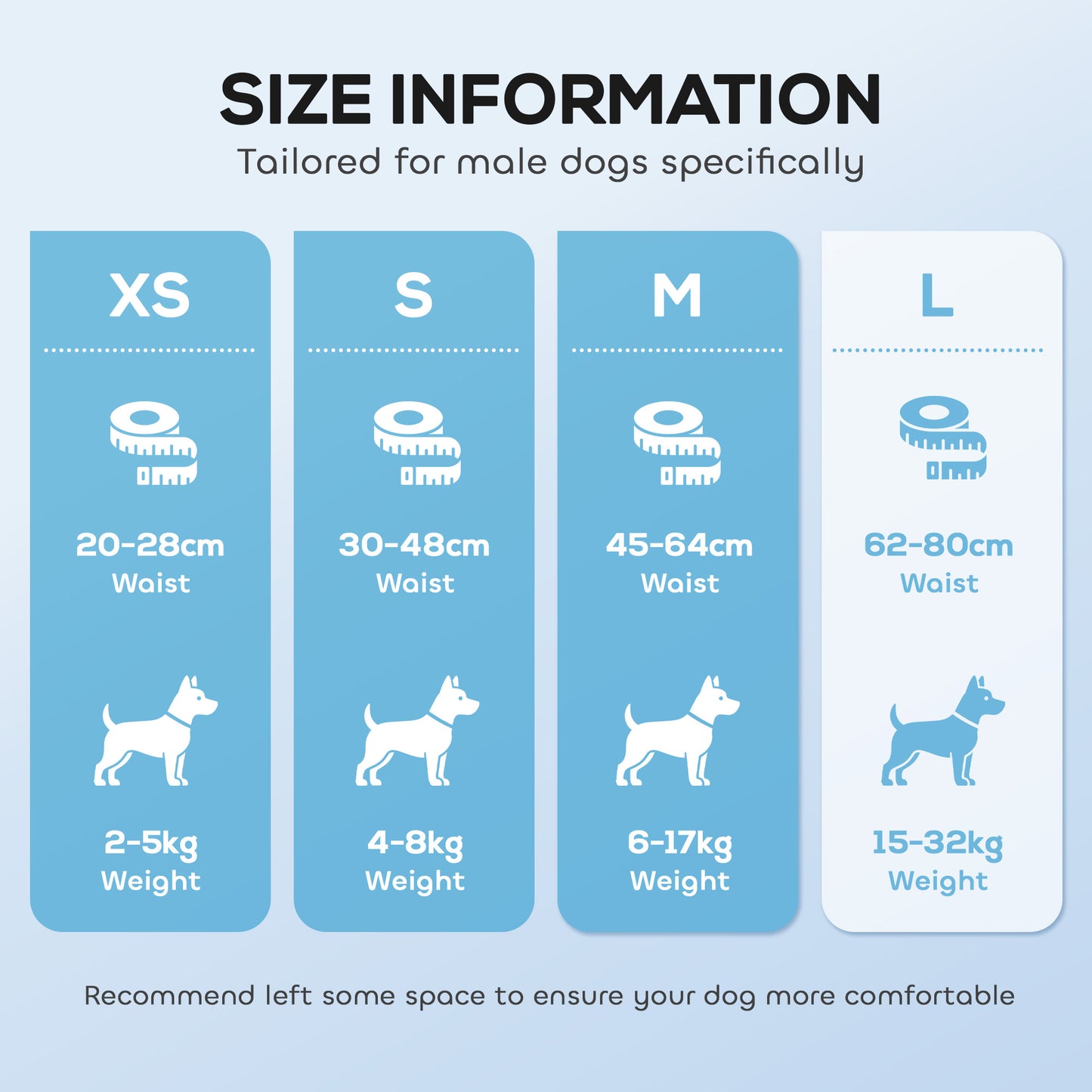 PawHut Dog Diapers Super Absorbent Leak-Proof Dog Nappies for Male Dogs Size L 62-80 cm Waist