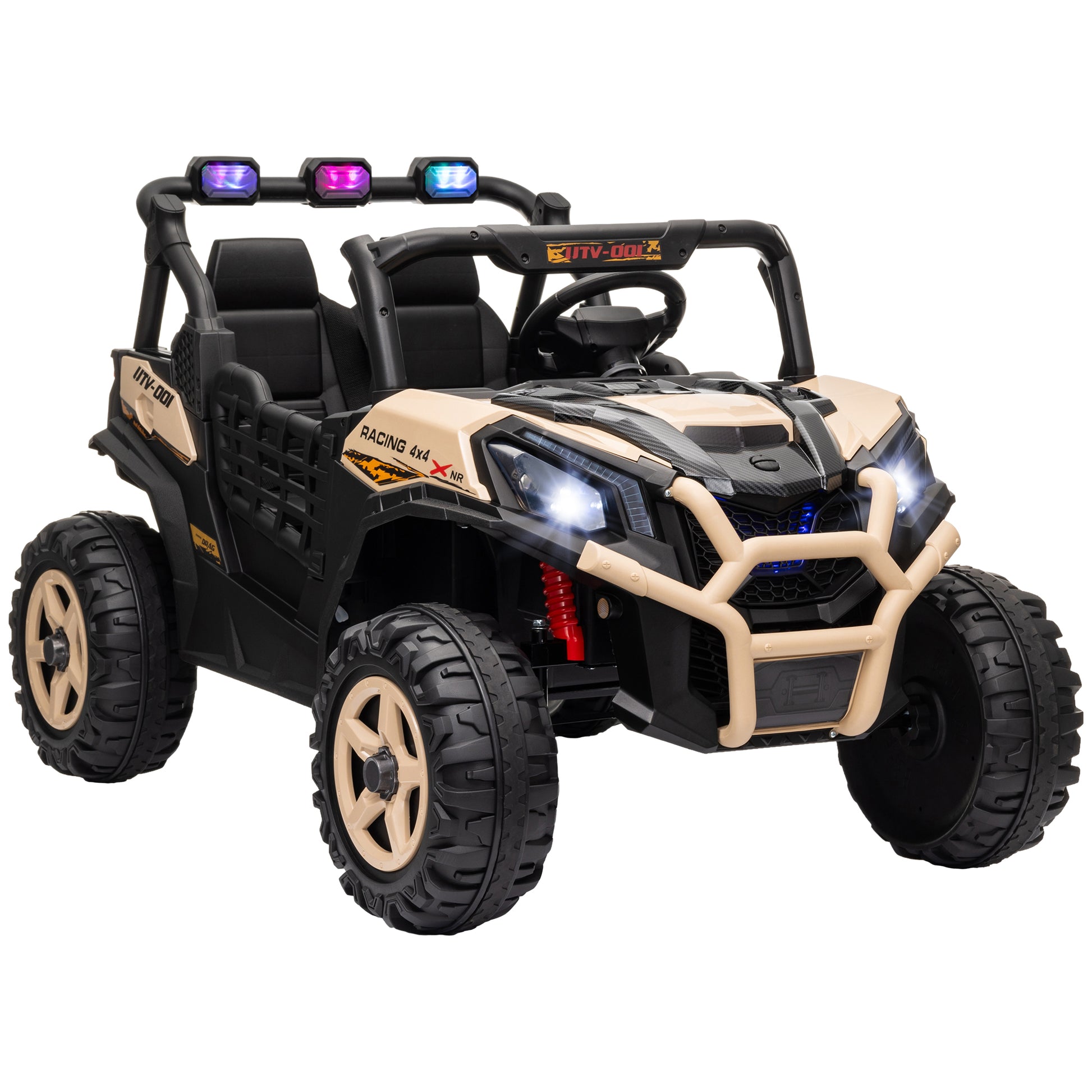 Photo of AIYAPLAY 24V 2 Seater Kids Electric Car with Remote Control, Suspension System,  Slow Start, 3 Speeds, for 3-8 Years, Khaki in Khaki colour on a white background